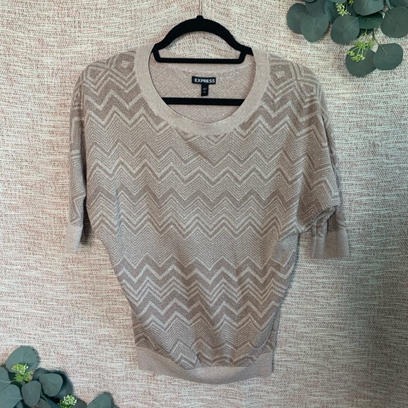 Express Sweaters - [Express] Chevron Glitter Crew Neck Sweater